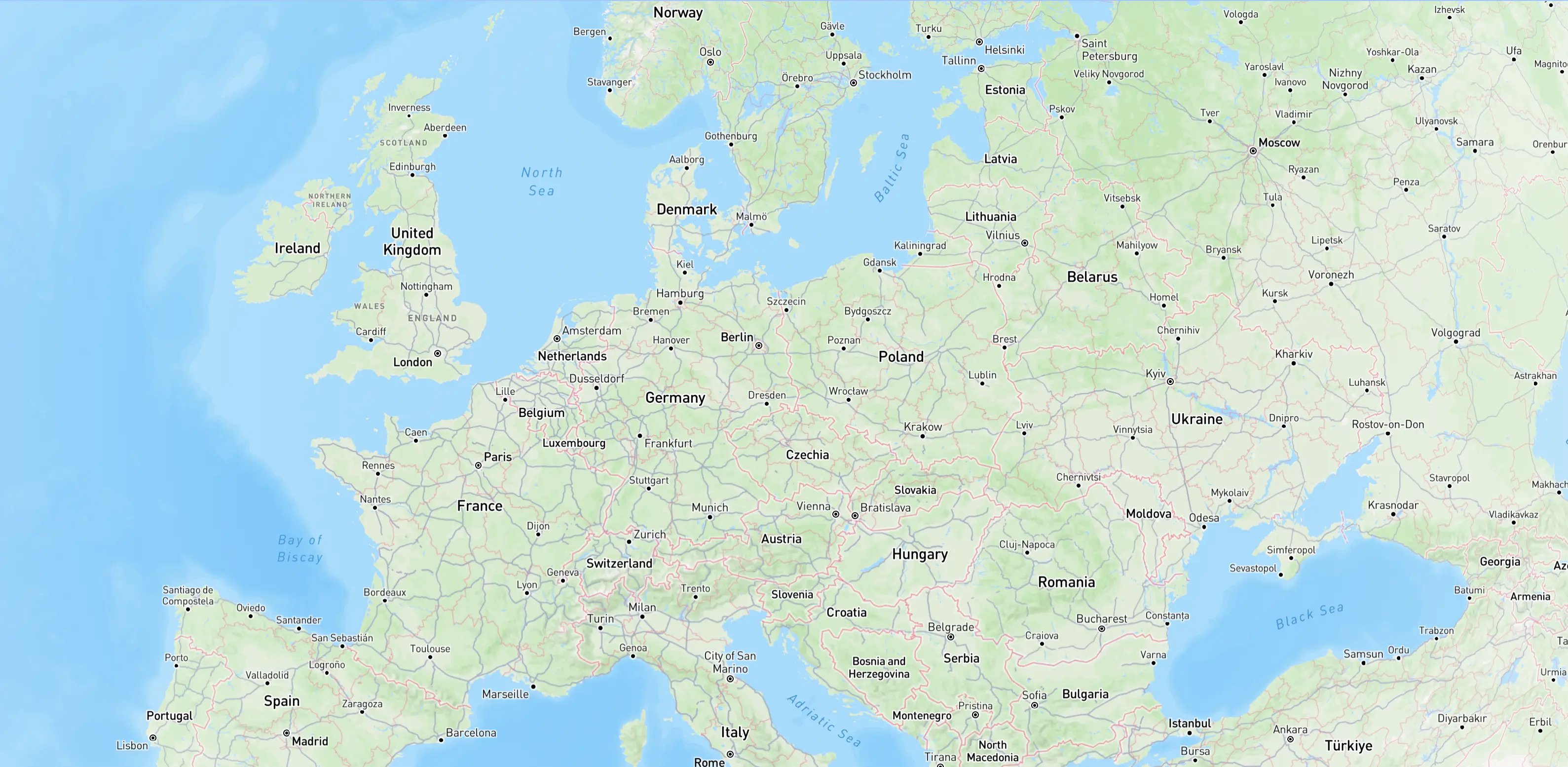 Real map background showing European logistics routes